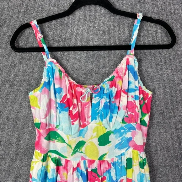 NEW Old Navy Midi Dress Womens Medium Multi Color New Floral Smocked Strappy - Picture 3 of 9